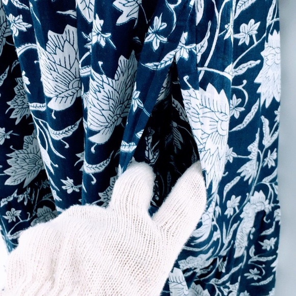 Monsoon and Beyond Estella Midi Dress Blue Rohida Floral Print Handmade Sz S - Picture 8 of 16